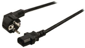 Napájecí kabel AC, Zástrčka DE typ F (CEE 7/4) - IEC 60320 C13, 5m, Černá
