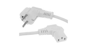 AC Power Cable, DE Type F (CEE 7/4) Plug - IEC 60320 C13, 500mm, White