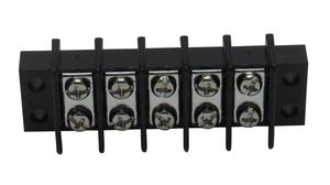 Terminal Strip for Chassis Mounting, Black, 25A, 300V, Poles - 5