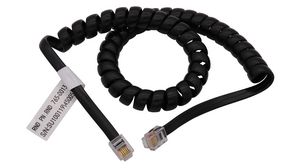 Telephone Modular Cable, RJ11 Plug - RJ11 Plug, Coiled, 1.8m, Black