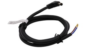DC Connection Cable, 2.5x5.5x9.5mm Plug - Bare End, Angled, 2m, Black