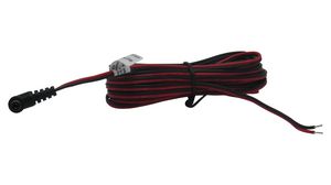 Kabel przyłączeniowy prądu stałego, 2.1x5.5x9.5mm Wtyk - Nieosłonięte końcówki, Kątowy, 5m, Czarny / czerwony