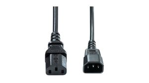 Kabel zasilający AC, IEC 60320 C13 - IEC 60320 C14, 2.5m, Czarny