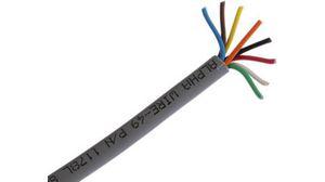 Multicore Data Cable, 0.35 mm², 8 Cores, 22 AWG, Unscreened, 30m, Grey Sheath