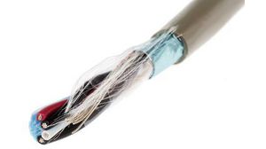 Twisted Pair Data Cable, 2 Pairs, 0.09 mm², 4 Cores, 28 AWG, Screened, 50m, Grey Sheath