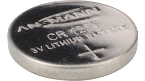 Button Cell Battery, Lithium, CR1225, 3V, 50mAh