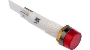 Red Neon Panel Mount Indicator, 24V, 10mm Mounting Hole Size