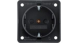 Wall Outlet INTEGRO 1x DE Type F (CEE 7/3) Socket Flush Mount 16A 250V Black