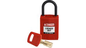 SafeKey Compact Padlock, Keyed Different, Glass Filled Polyamide, Red
