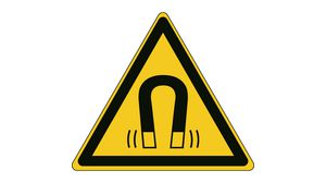 Panneau de sécurité ISO - Danger, champ magnétique, Triangular, Noir sur jaune, Polyester, Avertissement, 1pièces