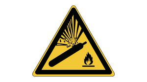 ISO 7010-Sicherheitsschild - Warnung vor Gasflaschen, Triangular, Schwarz auf gelb, Polyester, Warnung, 1Stück