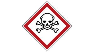 GHS Symbol - Acute Toxicity, Diamond, Black / Red on White, Polyester, Warning, 250pcs