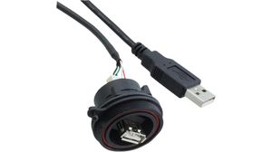 Cable, USB-A Plug - USB-A Plug, 500mm, USB 2.0, Black