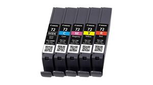 Ink Cartridge, PGI72, 5pcs, Matte Black / Cyan / Magenta / Yellow / Red