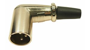 XLR Connector, Plug, Right Angle, Cable Mount, Poles - 3