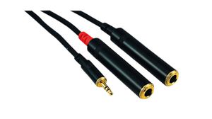 Audio Cable, Stereo, 3.5 mm Jack Plug - 2x 6.35 mm Jack Plug, 300mm