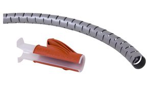 Wąż spiralny z narzędziem do przewlekania, 15 ... 15mm, Polichlorek winylu (PVC), 3m, Srebrny