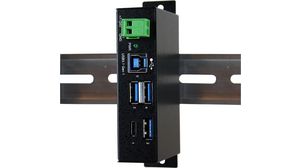 Industrial USB Hub, 4x USB-A Socket / USB-C Socket, 3.0, 5Gbps