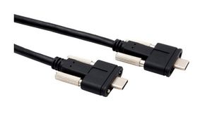 Kabel z blokadą śrubową, Wtyk USB C - Wtyk USB C, 1m, USB 3.1, Czarny