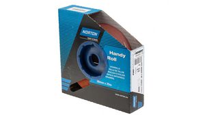 Norton P120 Grit Fine Sandpaper Roll, 25m x 38mm