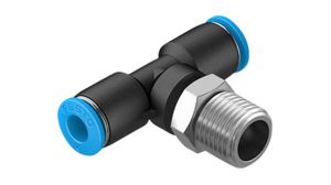 T-Fitting, Compressed Air, Brass, 43.5mm, R1/4", Male Thread