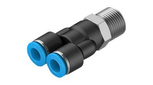 Y-Fitting, Compressed Air, Brass, 52.5mm, R3/8", Male Thread