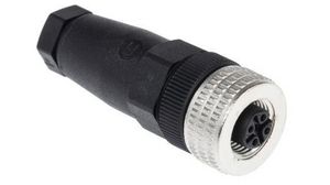 Circular Connector, 4 Contacts, Cable Mount, M12 Connector, Socket, Female, IP67, E Series