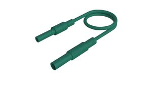 Test Lead, Plug, 4 mm - Socket, 4 mm, Green, Nickel-Plated Brass, 500mm