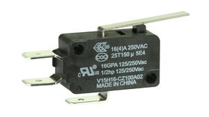 Micro Switch V15, 16A, 1CO, 0.96N, Lever