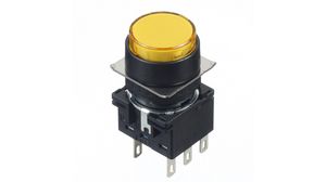 Pushbutton Switch Latching Function 2CO Panel Mount Black / Yellow