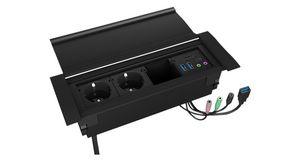 In-Desk Port Replicator, Audio-In/Out / USB-A Socket, Self-Powered, Ports Total 9