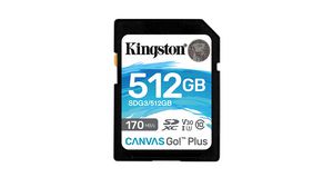 Memory Card, SD, 512GB, 170MB/s, 90MB/s, Black