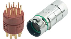 Circular Connector Kit, M23, Plug, Straight, Poles - 12, Crimp / Solder, Cable Mount