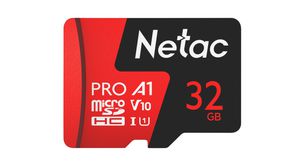 Minneskort, microSD, 32GB, 90MB/s, 20MB/s, Svart / Röd