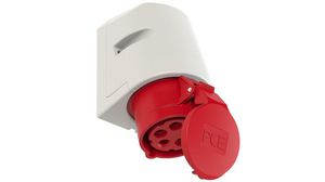 Prise femelle CEE, Rouge / Blanc, 5P, Montage mural, 4mm², 16A, IP44, 400V