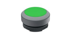 Tlačítkový ovladač se světle šedým předním panelem Funkce aretace Kulaté tlačítko Zelená IP65 RAFIX 22 FS+