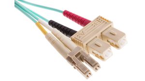 Câble confectionné en fibre optique 50/125 um OM4 Duplex LC - SC 1m