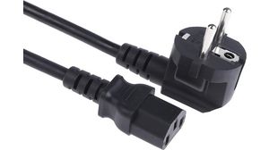 IEC Device Cable IEC 60320 C13 - DE/FR Type F/E (CEE 7/7) Plug 2m Black