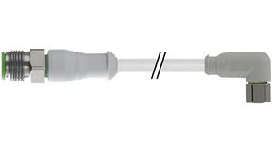 Kabelsatz, M8-Buchse - M12-Steckverbinder, 3 Leiter, 2m, IP65 / IP68, Grau