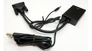 Video Adapter, Audio-In / VGA Plug - HDMI Socket, 1920 x 1080, Black