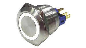 Illuminated Pushbutton Switch Latching Function 1CO 250 VAC LED White Ring