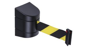 Wall Mounted Barrier with Retractable Safety Tape, 48mm x 4.6m, Black / Yellow