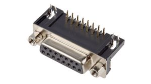 D-Sub Connector, Right Angle, Socket, DA-15, Soldering