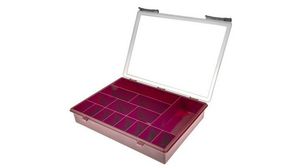 15 Cell Red PP Compartment Box, 57mm x 338mm x 260mm