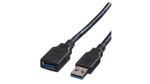 Cable, Wtyk USB A - Gniazdo USB A, 800mm, USB 3.0, Czarny