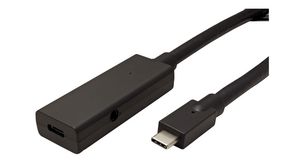 Cable, USB-C Plug - USB-C Socket, 5m, USB 3.1, Black