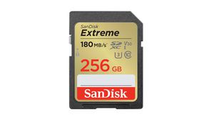 Industrial Memory Card, SD, 256GB, 180MB/s, 130MB/s, Black / Gold