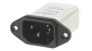 6A, 250 V ac Male Panel Mount IEC Inlet Filter FN 9222B-6/06, Faston None Fuse