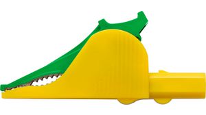 Safety crocodile clip, Green / Yellow, 1kV, 36A
