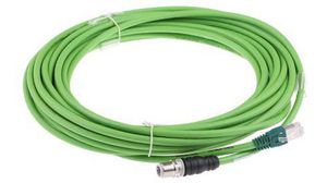 Straight Male M12 to Straight Male RJ45 Ethernet Cable PVC Sheath, 10m